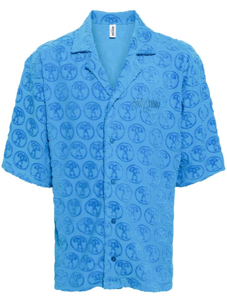 Moschino logo-embroidered cotton-blend shirt - Blue Cover