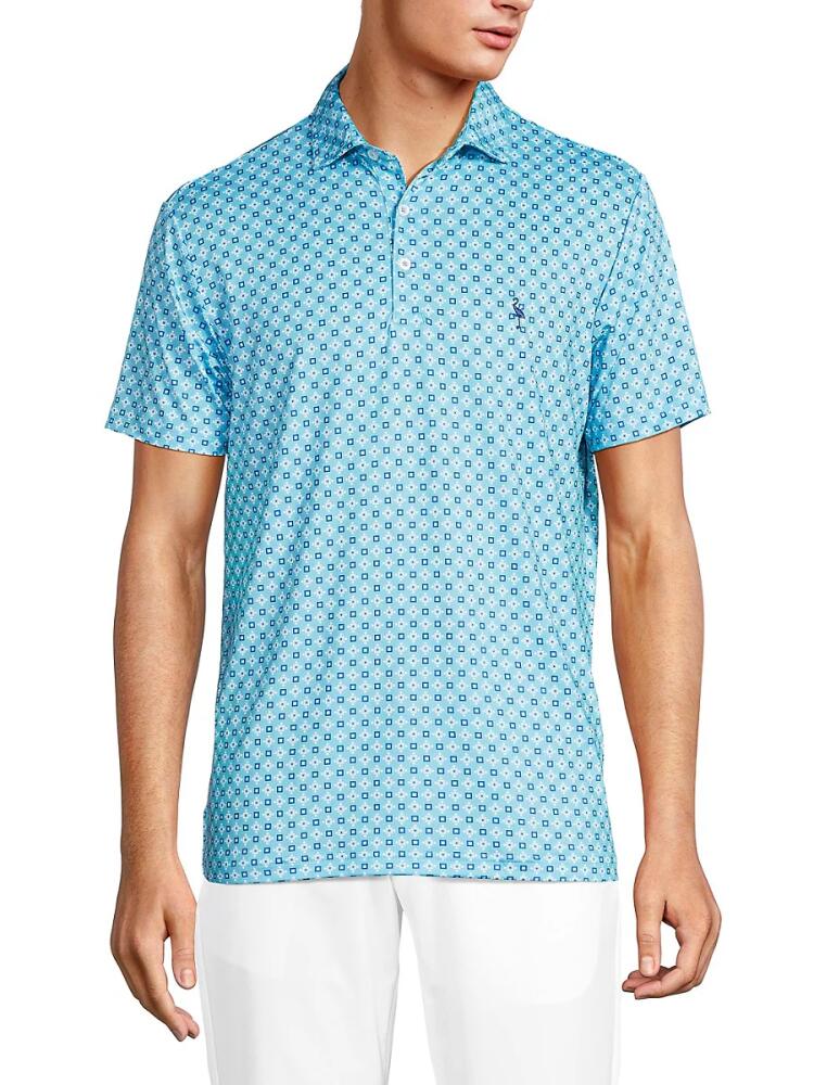 TailorByrd Men's Geometric Print Polo - Fresh Mint Cover