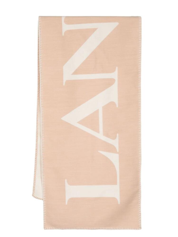 Lanvin logo-intarsia knitted scarf - Neutrals Cover