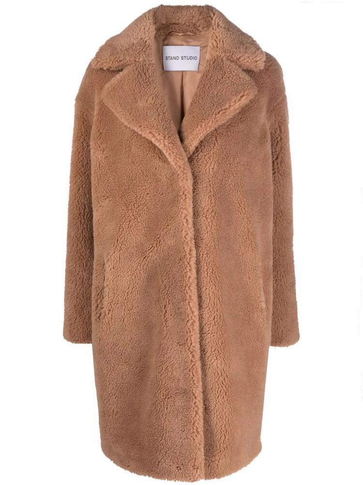 STAND STUDIO faux-fur midi coat - Brown Cover