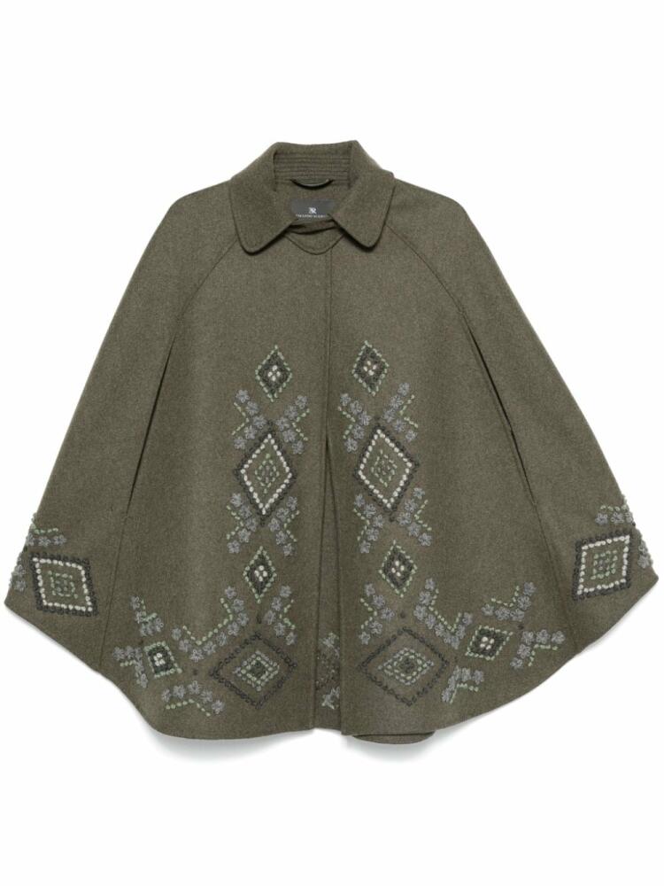 Ermanno Scervino embroidered cape - Green Cover