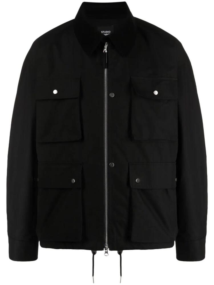 STUDIO TOMBOY corduroy-collar cotton shirt jacket - Black Cover