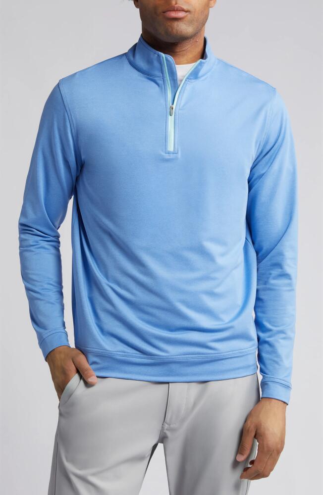 Peter Millar Perth Mélange Performance Quarter Zip Sweatshirt in Bonnet Cover