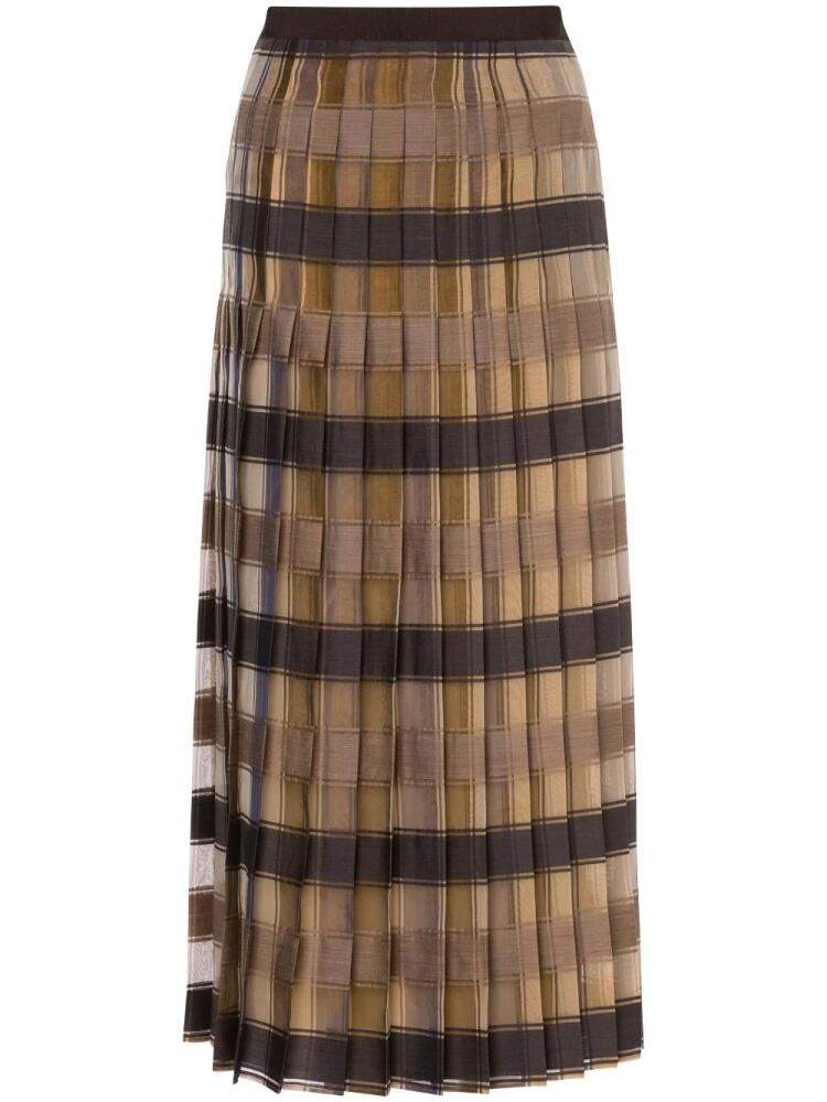 Alberta Ferretti checked pleated skirt - Neutrals Cover