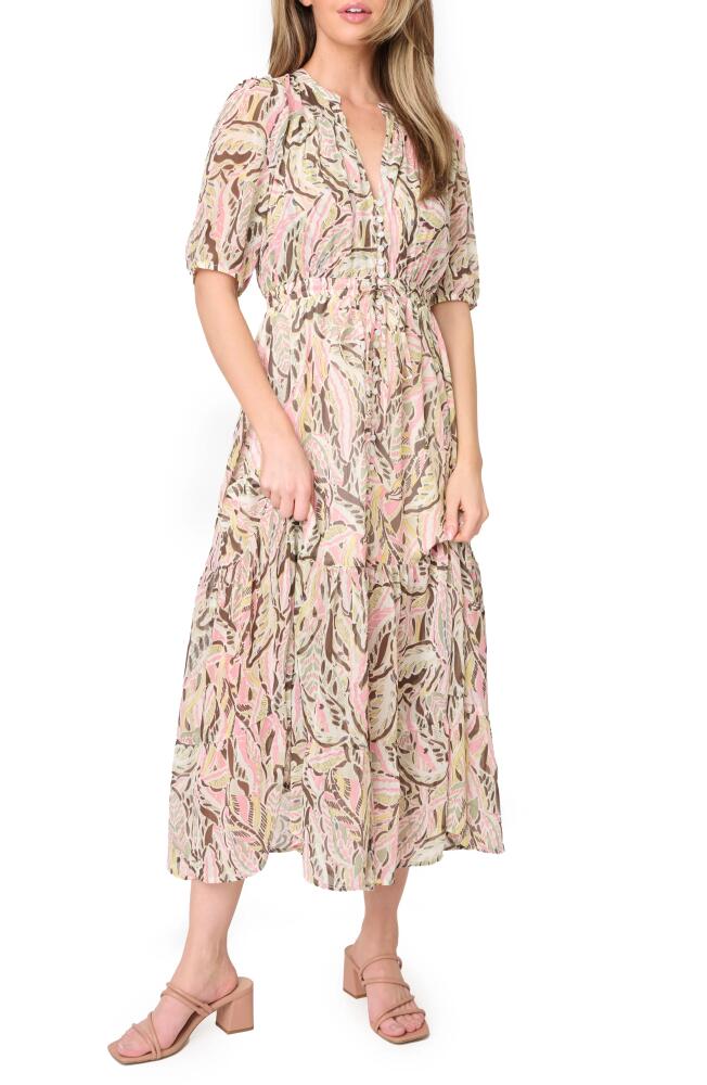 GIBSONLOOK Kira Drawstring Maxi Dress in Abstract Garden Floral Cover