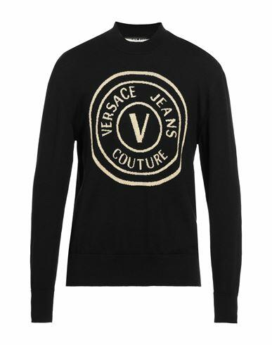 Versace Jeans Couture Man Sweater Black Wool, Acetate, Metallic Polyester, Polyamide Cover