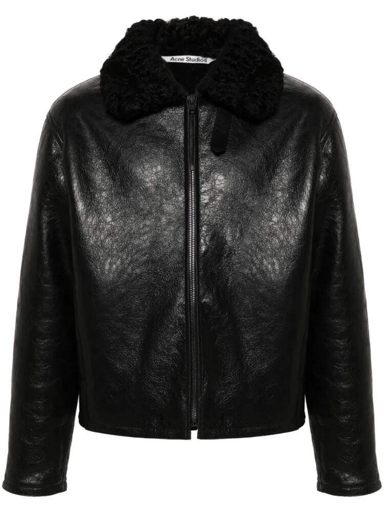 Acne Studios shearling-collar leather jacket - Black Cover