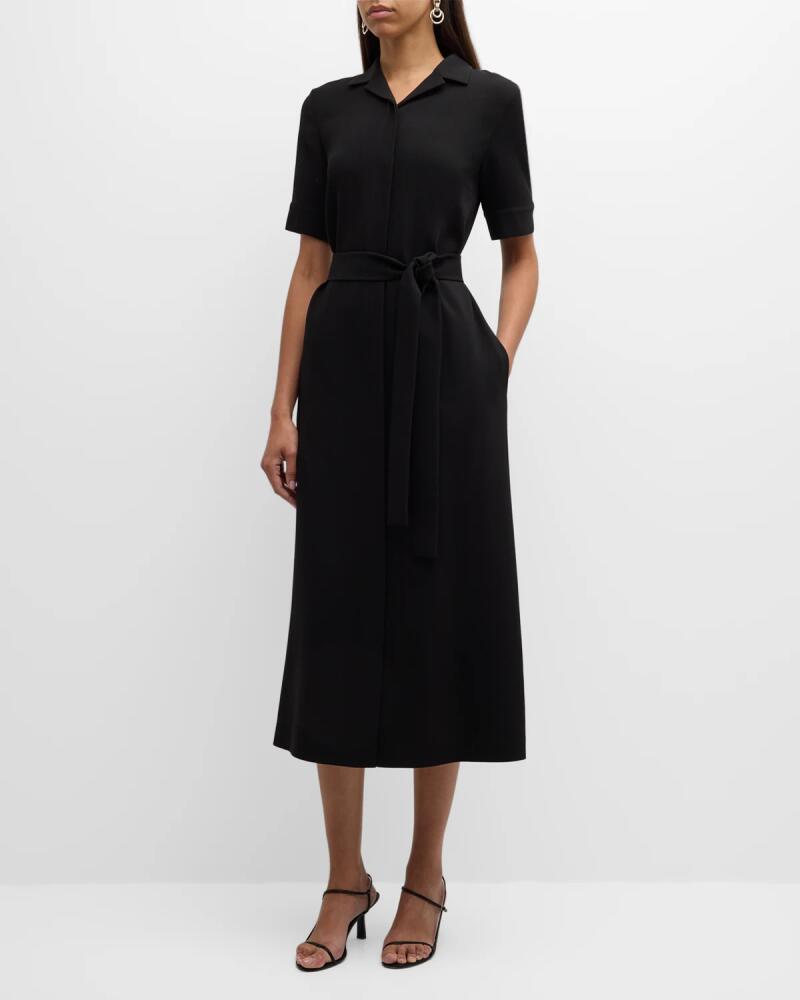 Lafayette 148 New York Belted Notch-Collar Midi Shirtdress Cover