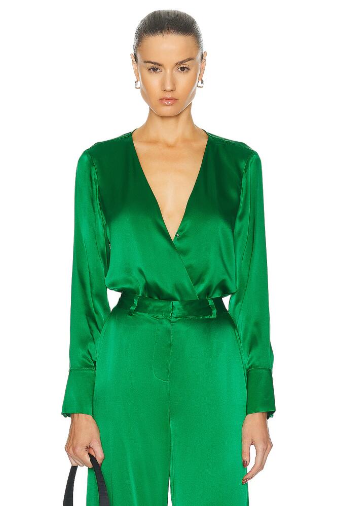 L'AGENCE Blaze Plunge Bodysuit in Green Cover