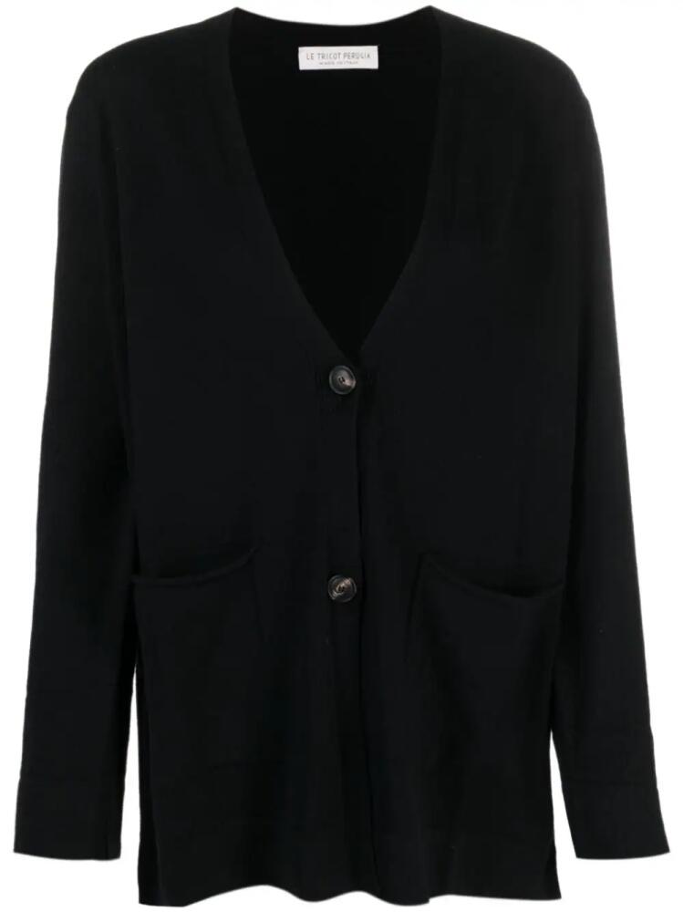 Le Tricot Perugia V-neck wool cardigan - Black Cover