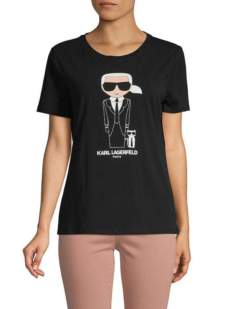 Karl Lagerfeld Paris Women's Iconic Doll Graphic Tee - Black Cover