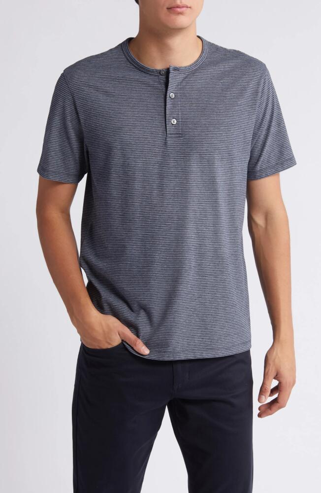 Vince Mini Stripe Henley in Coastal/Surf Mist Cover