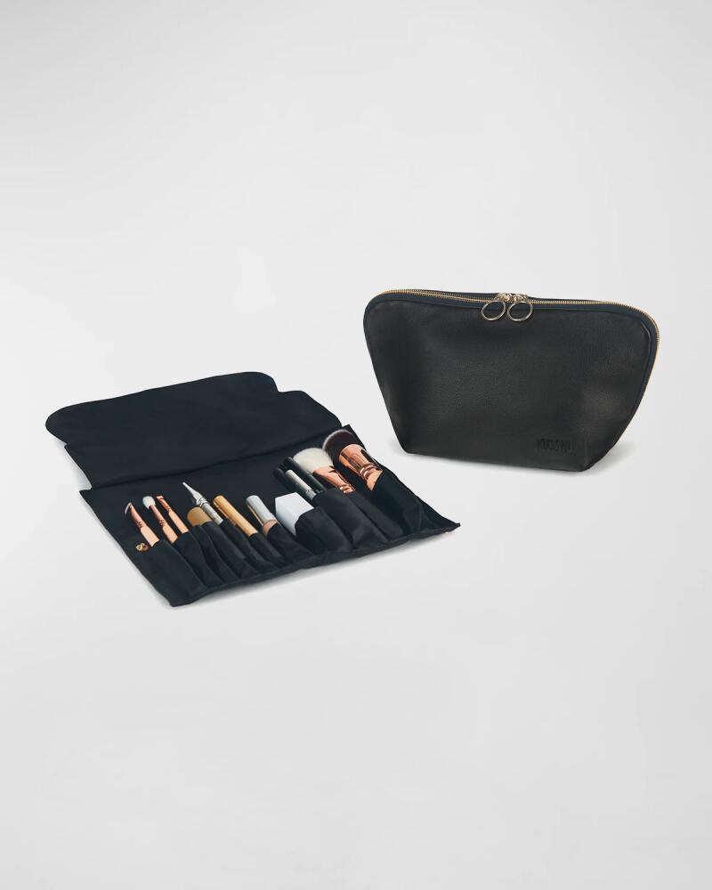 KUSSHI Signature Leather Makeup Bag w/ Organizer Cover