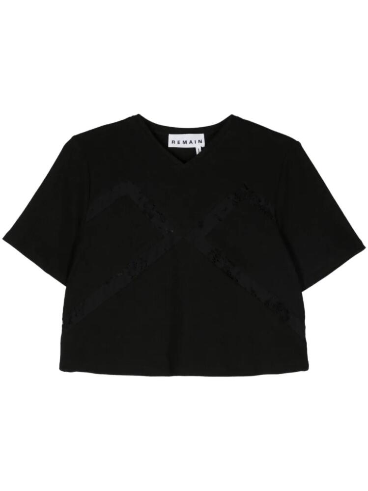 REMAIN lace-panelled ribbed T-shirt - Black Cover