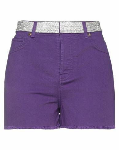 Alexandre Vauthier Woman Denim shorts Purple Cotton, Elastane Cover