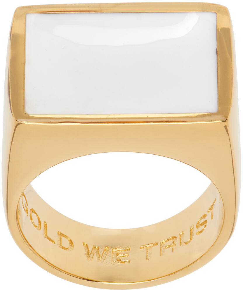 IN GOLD WE TRUST PARIS Gold Square Signet Ring Cover