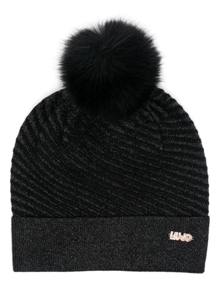 LIU JO logo-lettering beanie - Black Cover