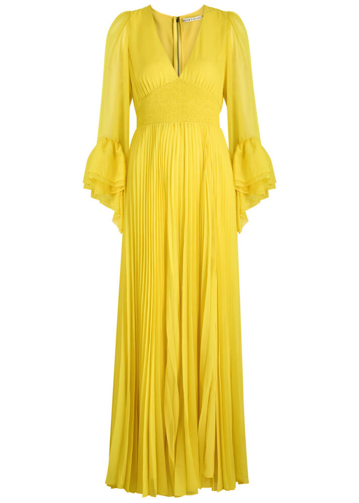 Alice + Olivia Pleated Chiffon Maxi Dress - Yellow Cover