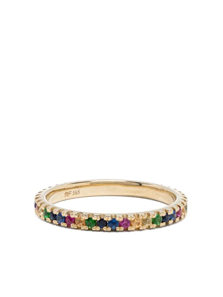 Roxanne First 14kt yellow gold Rainbow sapphire eternity band ring Cover