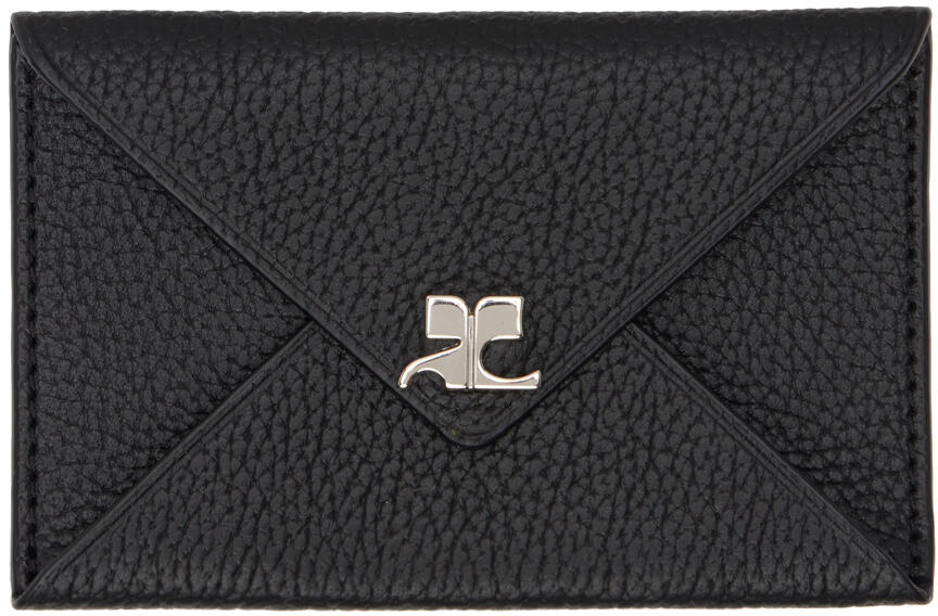 Courrèges Black AC Stud Grained Leather Card Holder Cover