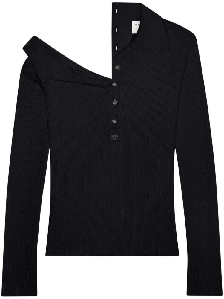 Courrèges cotton-wool blend polo shirt - Black Cover