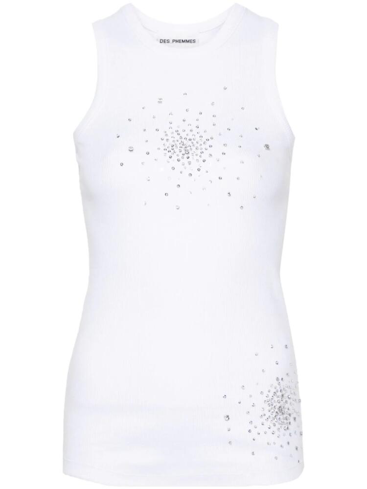 DES PHEMMES crystal-embellished fine-knit top - White Cover