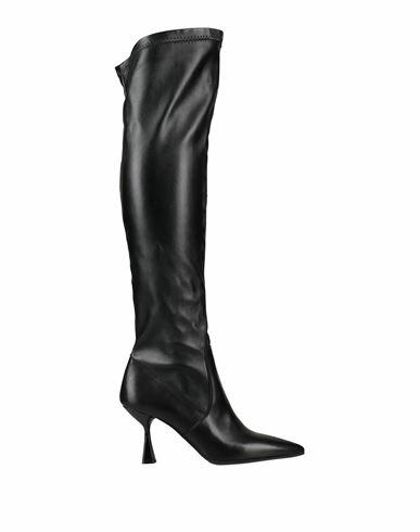 Divine Follie Woman Boot Black Leather Cover