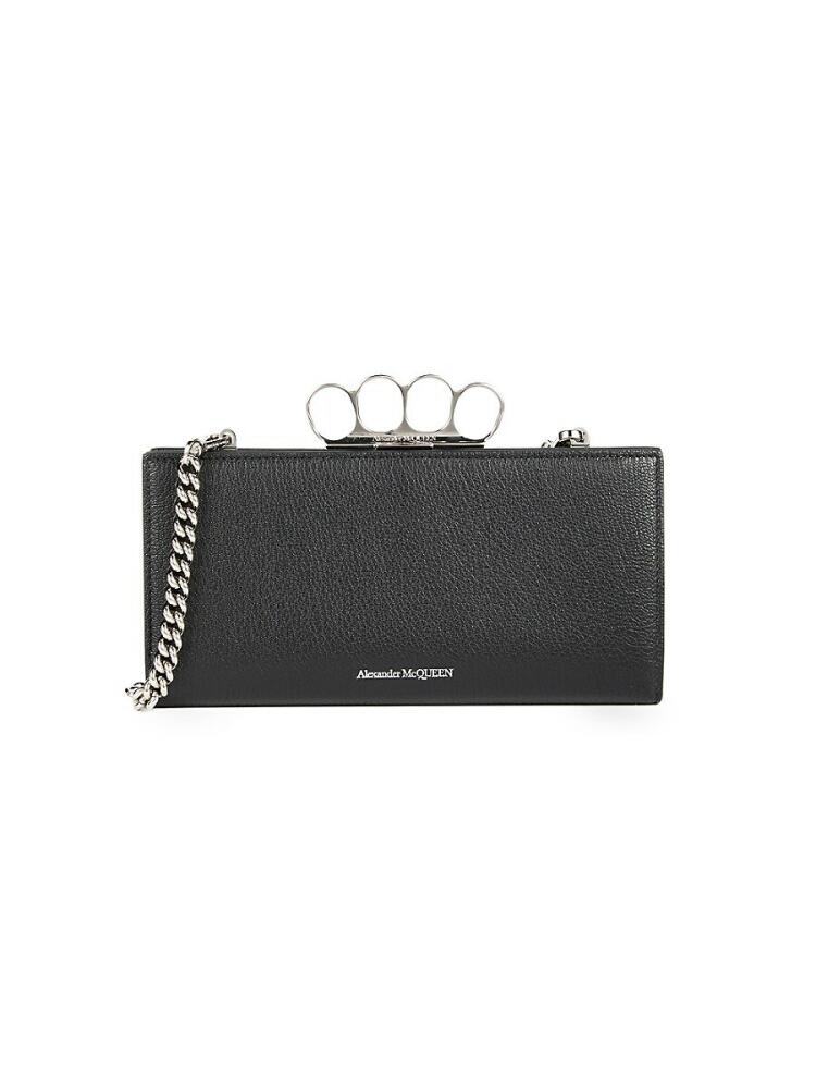 Alexander McQueen Women's Four Ring Leather Convertible Clutch - Black Cover