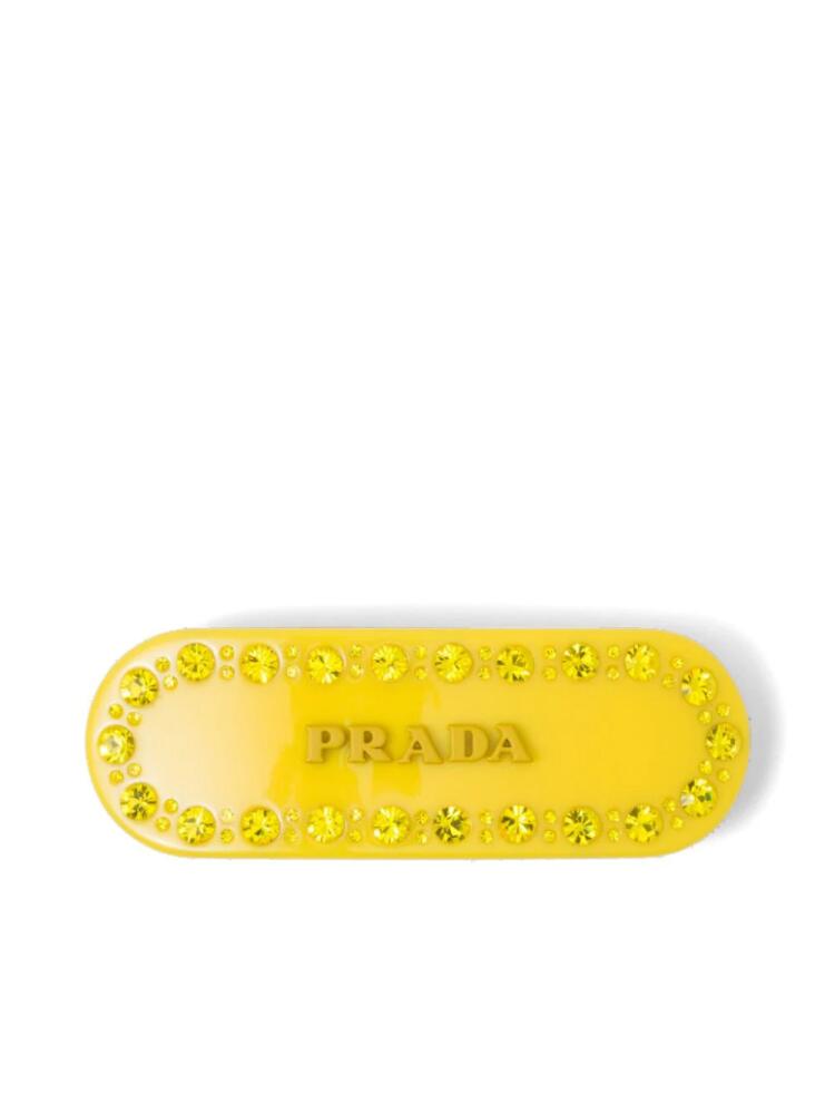 Prada Plex logo-plaque hair clip - Yellow Cover