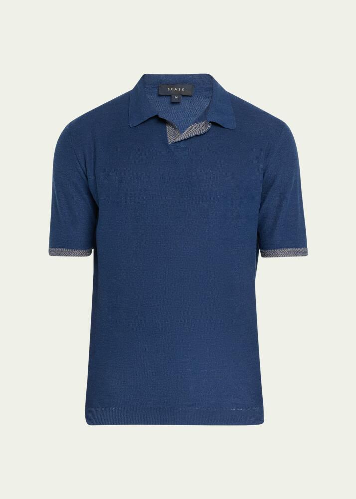 Sease Men's Linen Knit Polo Shirt Cover