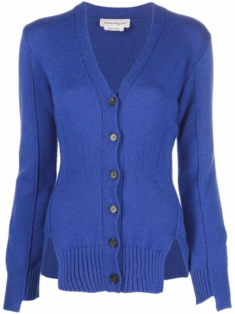 Alexander McQueen V-neck cashmere knitted cardigan - Blue Cover