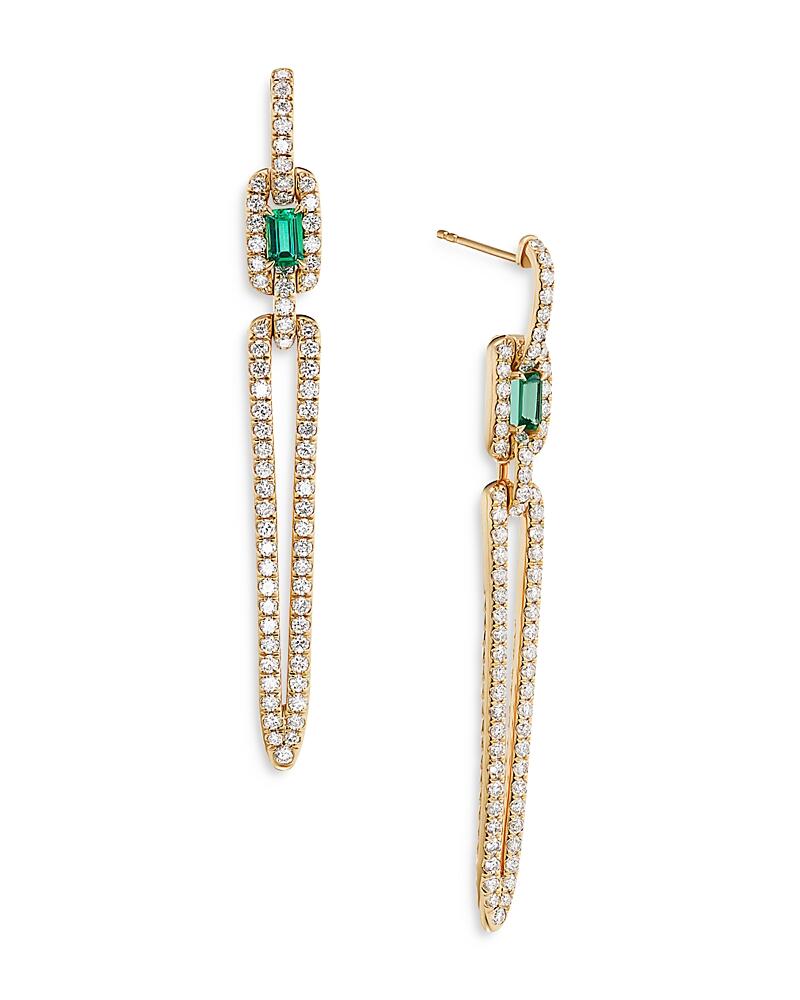 David Yurman 18K Yellow Gold Stax Emerald & Diamond Elongated Drop Earrings Cover