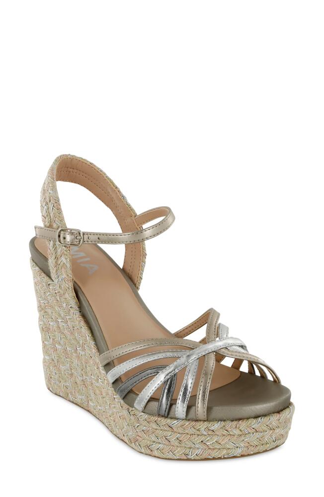 MIA Anjalli Ankle Strap Espadrille Platform Wedge Sandal in Metallic Multi Cover