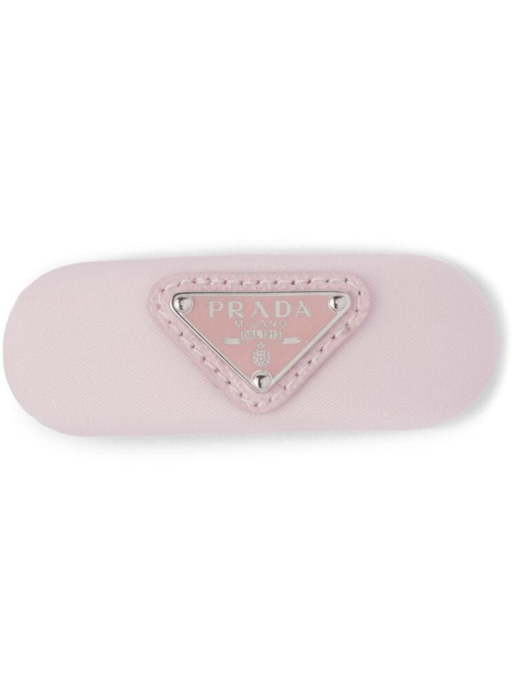 Prada enamel-logo hair clip - Pink Cover