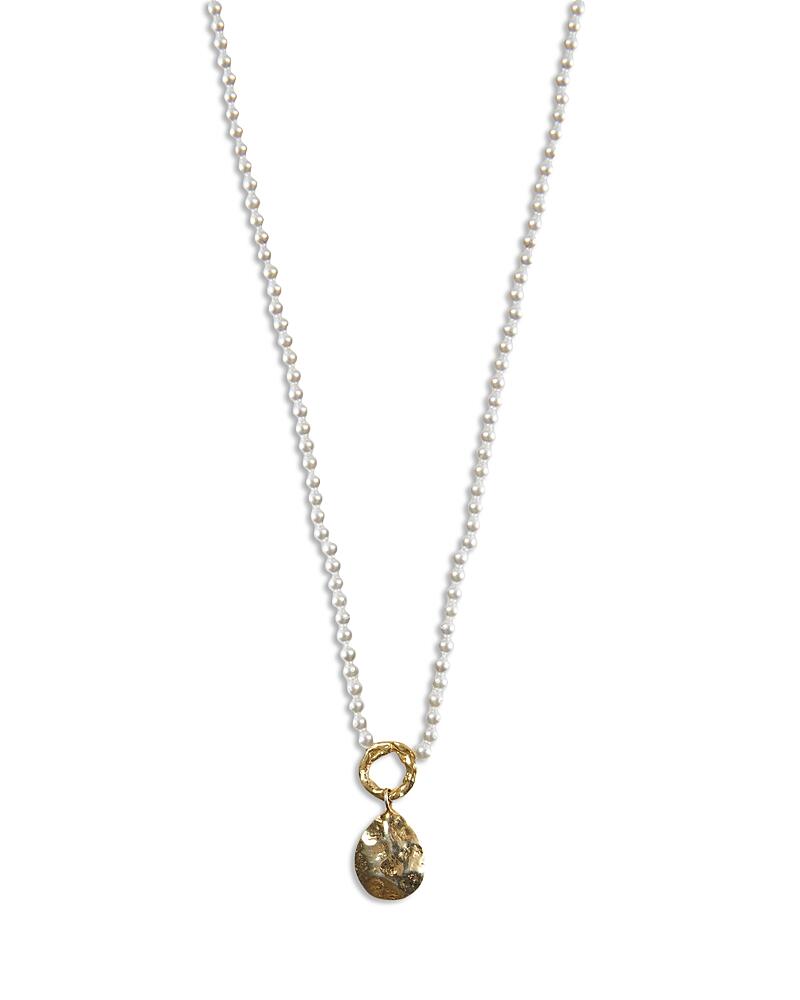 Argento Vivo Hammered Teardrop Shell Pearl Beaded Pendant Necklace in 18K Gold Plated Sterling Silver, 16-18 Cover