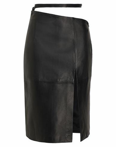 8 By Yoox Leather High-waist Cut-out Midi Skirt Woman Midi skirt Black Lambskin Cover