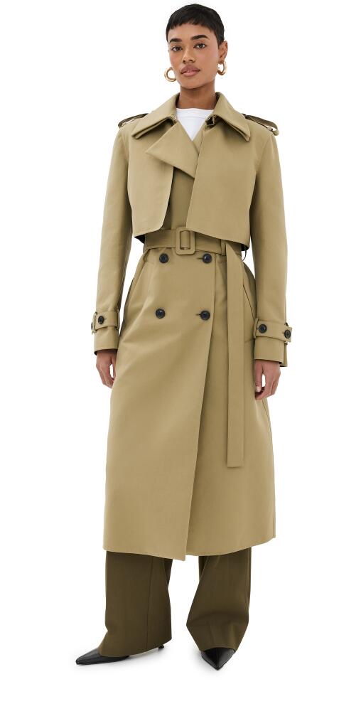 Another Tomorrow Convertible Trench Coat Olive/Black Cover