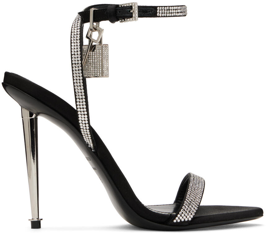 TOM FORD Black Crystal-Embellished Heeled Sandals Cover