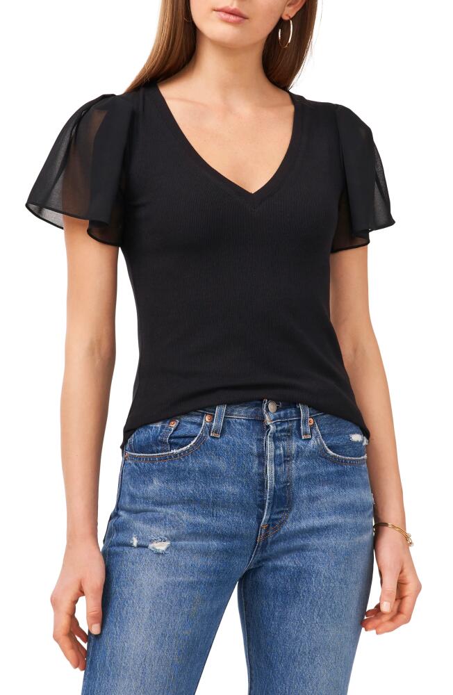 1.STATE Flutter Sleeve Rib Knit T-Shirt in Rich Black Cover