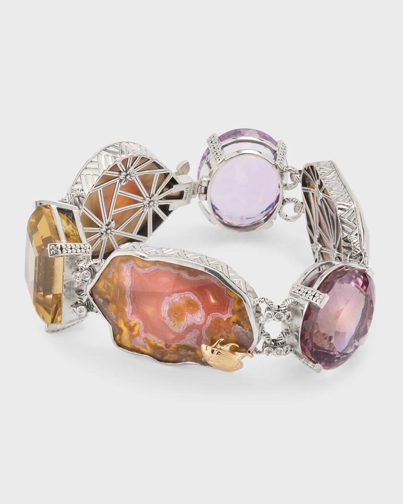 Stephen Dweck Natural Quartz Agate Yellow Quartz Amethyst and Champagne Diamond Bracelet Cover