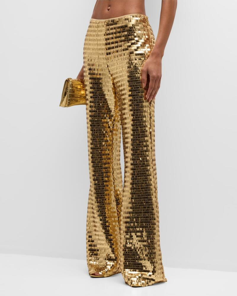 SIMONMILLER Robo Sequined High-Rise Wide-Leg Pants Cover