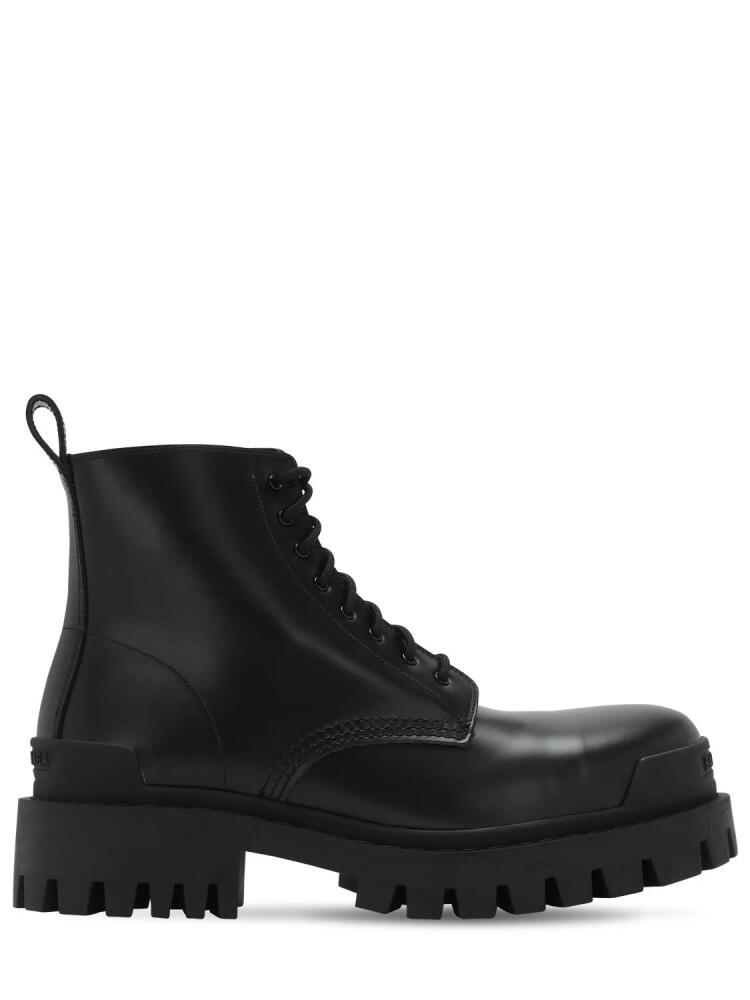 BALENCIAGA Strike Bootie Leather Lace-up Boots Cover