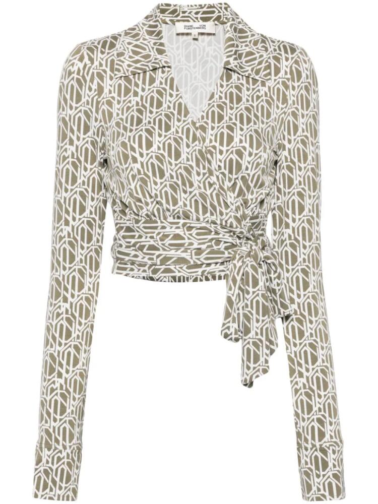 DVF Diane von Furstenberg Bobbie graphic-print wrap blouse - Neutrals Cover