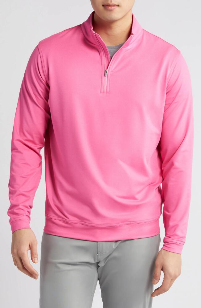 Peter Millar Perth Mélange Performance Quarter Zip Sweatshirt in Pink Ruby Cover