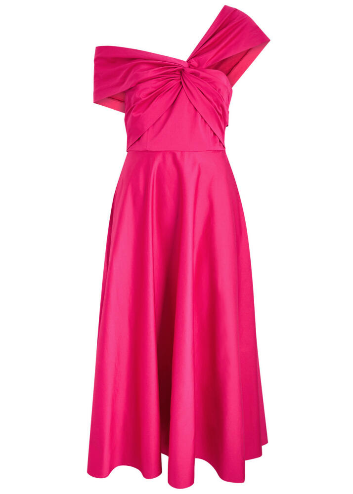 Roland Mouret Asymmetric Cotton-poplin Midi Dress - Pink Cover