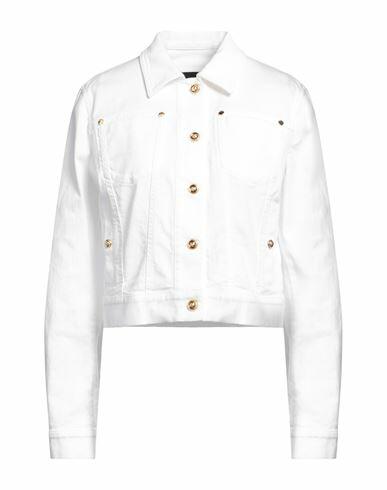 Just Cavalli Woman Denim outerwear White Cotton, Elastane Cover