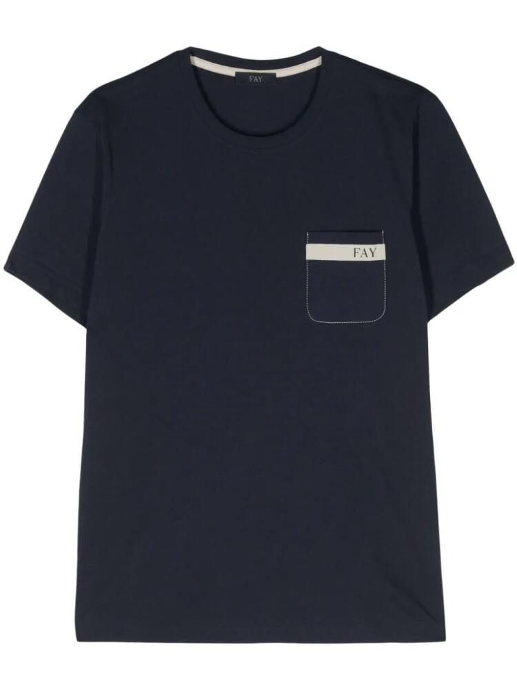 Fay logo-printed cotton T-shirt - Blue Cover