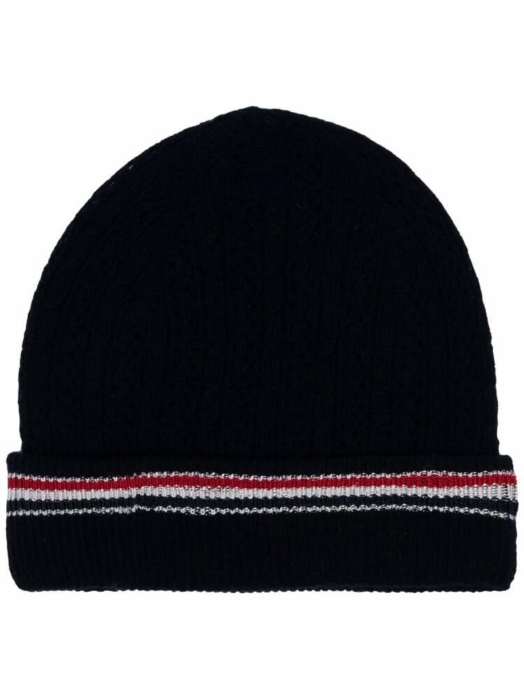 Thom Browne intarsia stripe knit beanie - Blue Cover