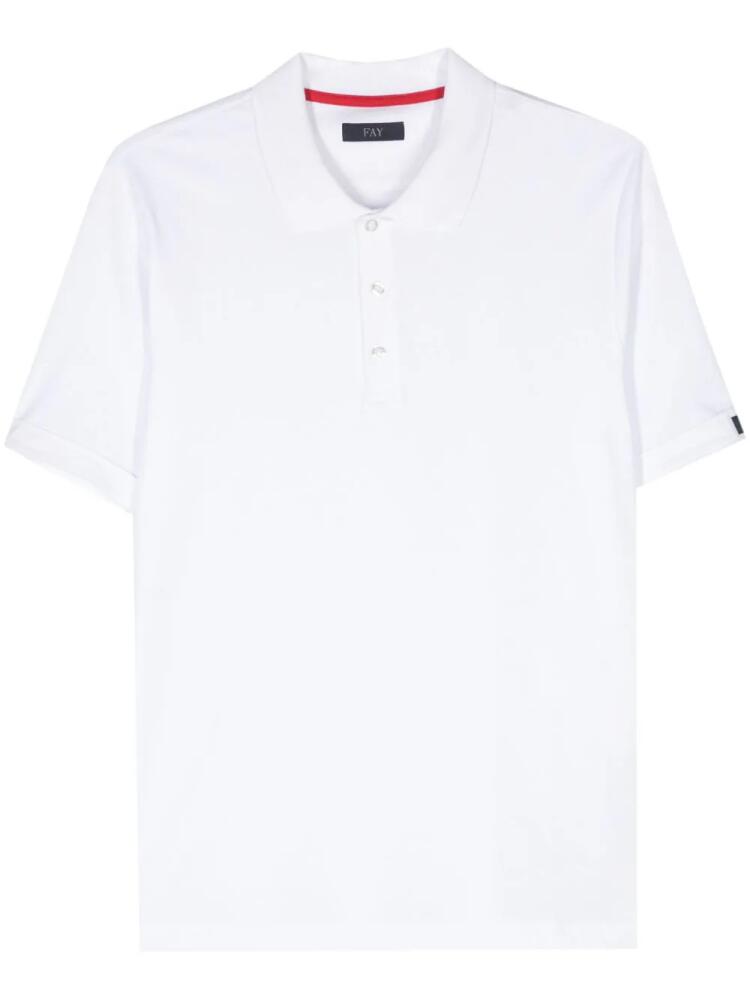 Fay logo-patch cotton polo shirt - White Cover