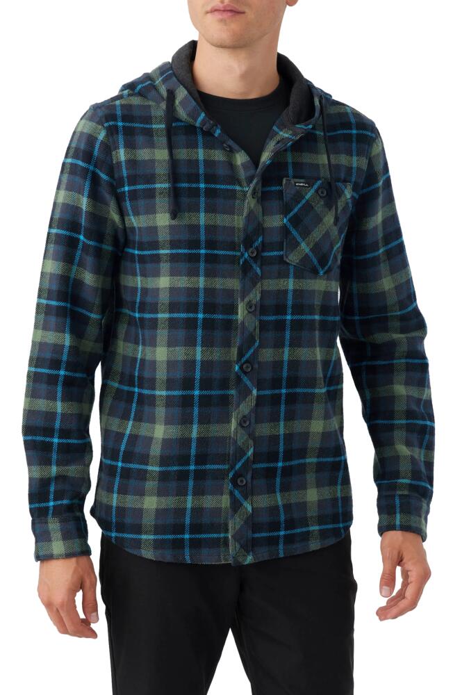 O'Neill Clayton Plaid Hooded Button-Up Shirt in Graphite Cover